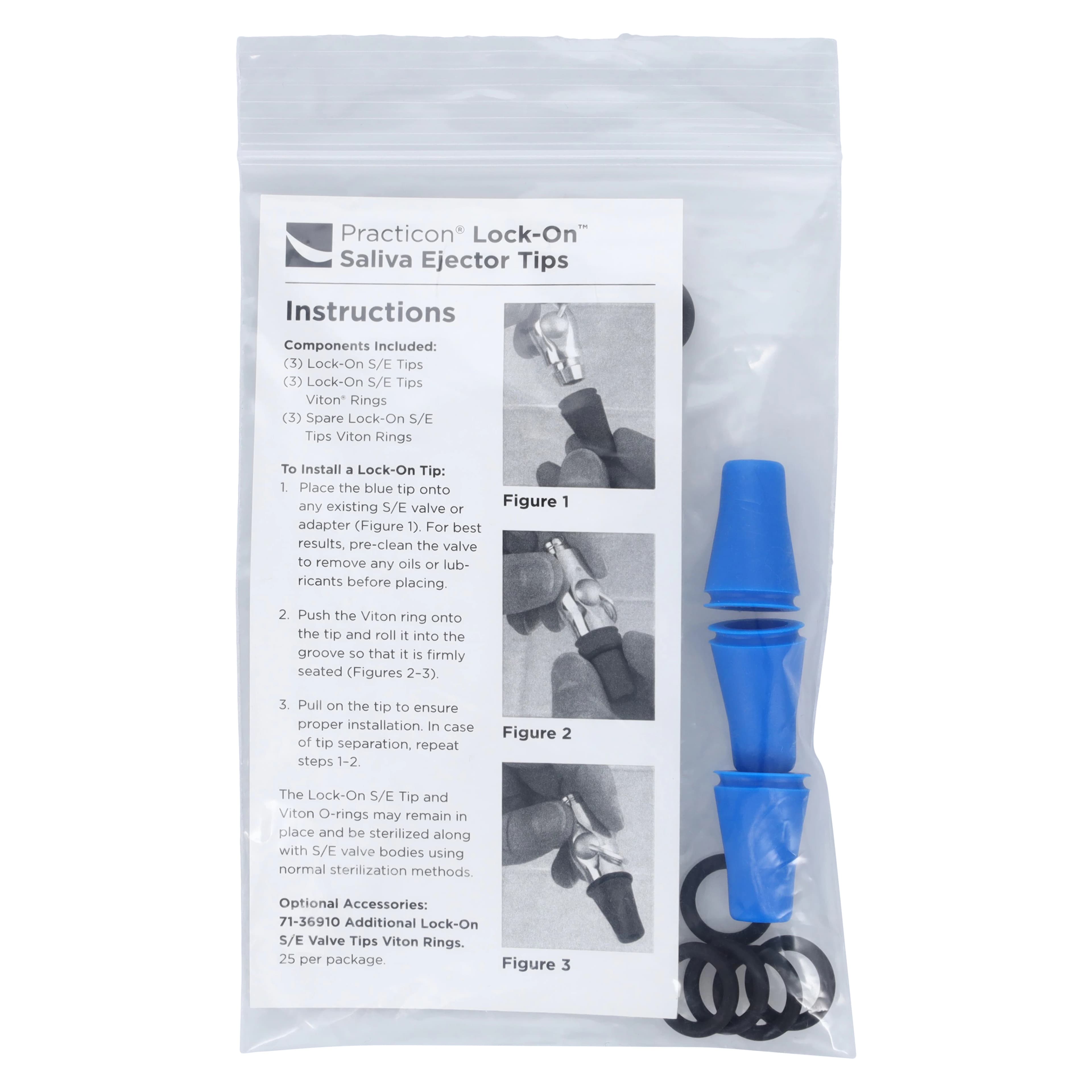 Practicon Lock-On Saliva Ejector Valve Tips, 3/Pack, Blue, Silicone/Viton, Sterilizable to 375°F, 7039775 thumbnail 6