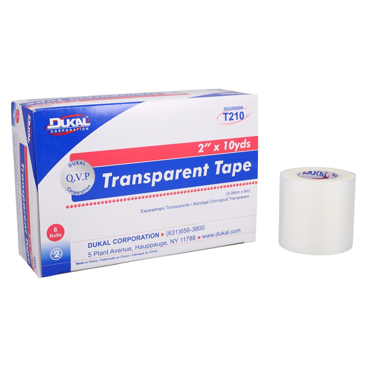 Dukal Surgical Tape, Transparent Plastic, 2" x 10 yd, Non-Sterile, 6/Box thumbnail 2