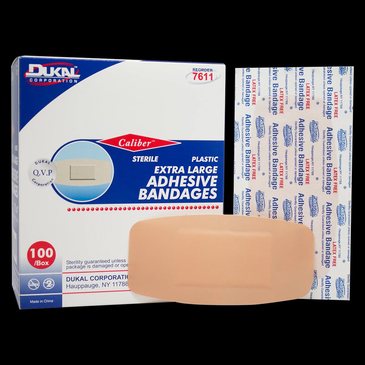 Caliber Adhesive Bandage Plastic 2x4" Tan Sterile 100/Box - Bandage Adhsv Plastic Patch XL - Image 1