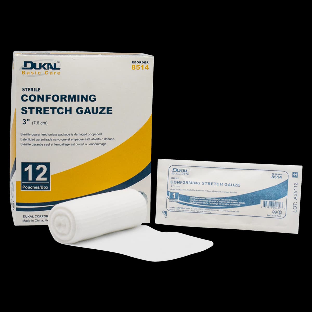 Dukal Conforming Bandage Gauze, Sterile, 3" x 3.6 yds, 12/Package - Bandage Confrm Strch Basic ST - Image 1