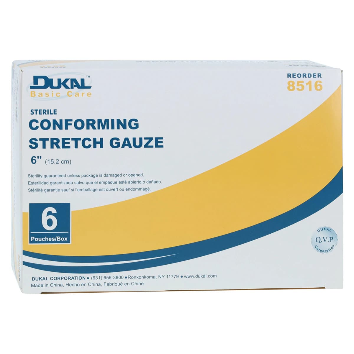 Dukal Conforming Stretch Bandage, Sterile, 6" x 3.6 yds, 6/Package - Bandage Confrm Strch Basic ST - Image 1