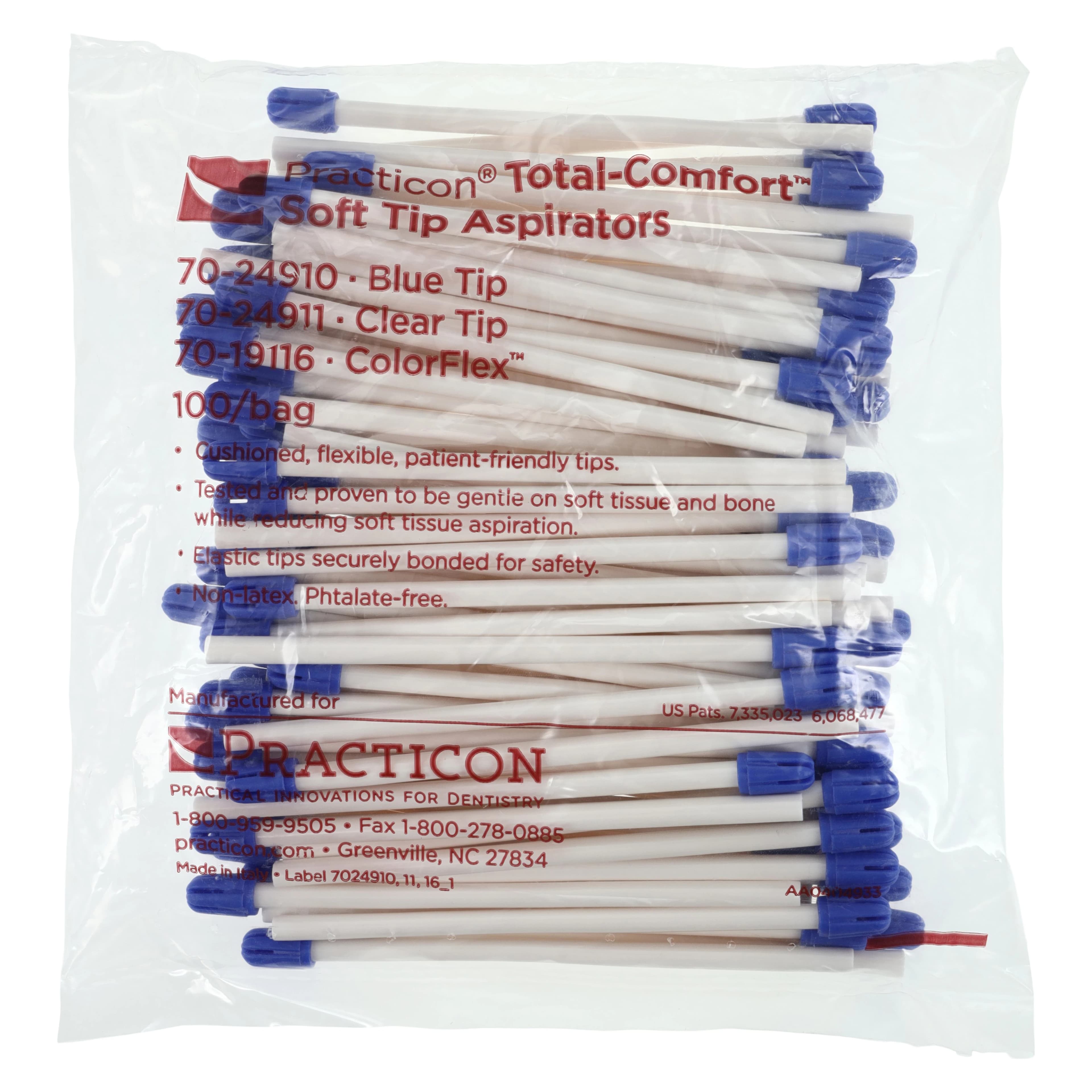 Total Comfort Saliva Ejector Aspirators, White Tubes with Blue Soft Tips, 6" Long, Non-Latex, 100/Pkg, 7024910WHI thumbnail 3