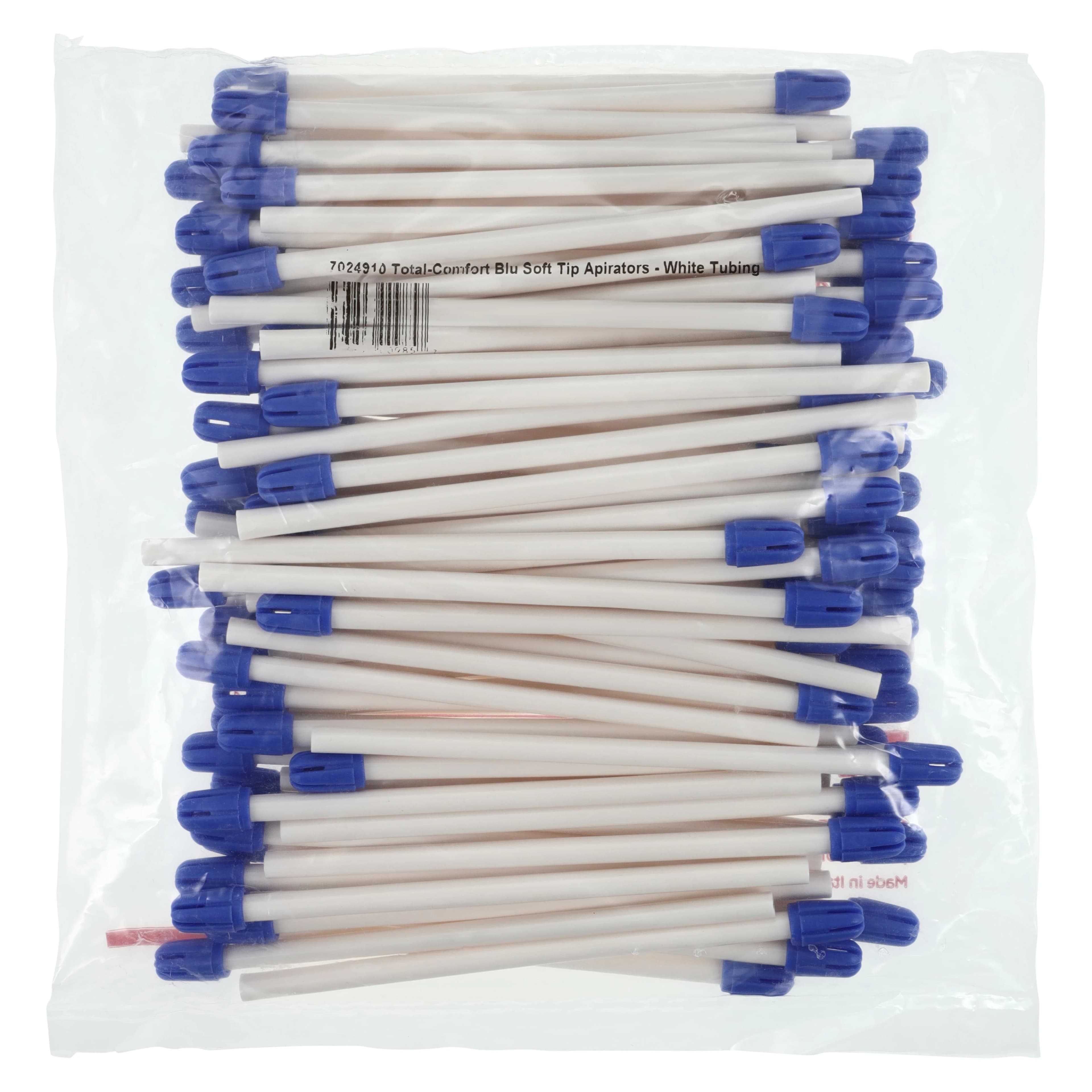 Total Comfort Saliva Ejector Aspirators, White Tubes with Blue Soft Tips, 6" Long, Non-Latex, 100/Pkg, 7024910WHI thumbnail 4