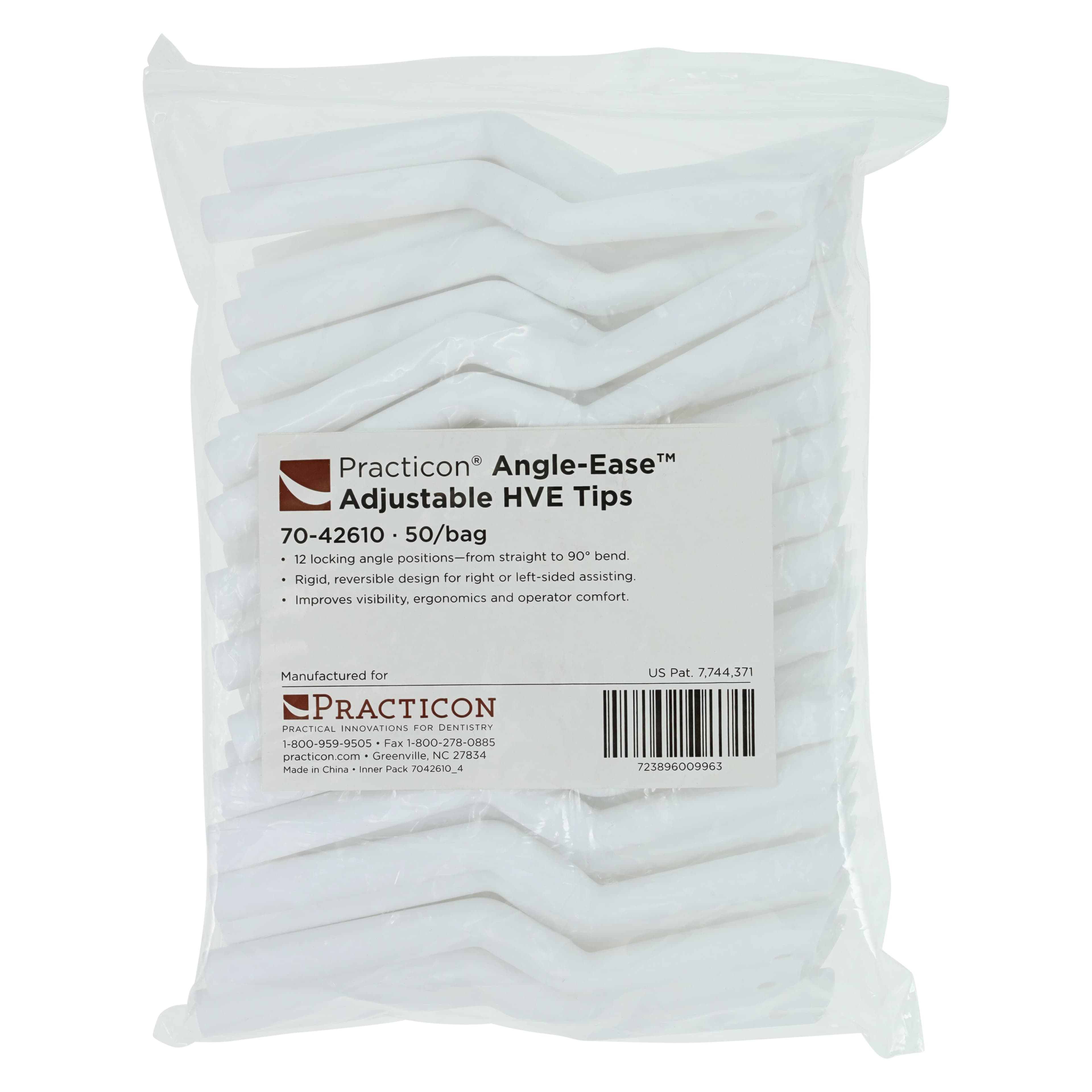 Practicon Angle-Ease Adjustable HVE Tips, White, 12 Locking Positions, 50/Bag, 7042610 thumbnail 3