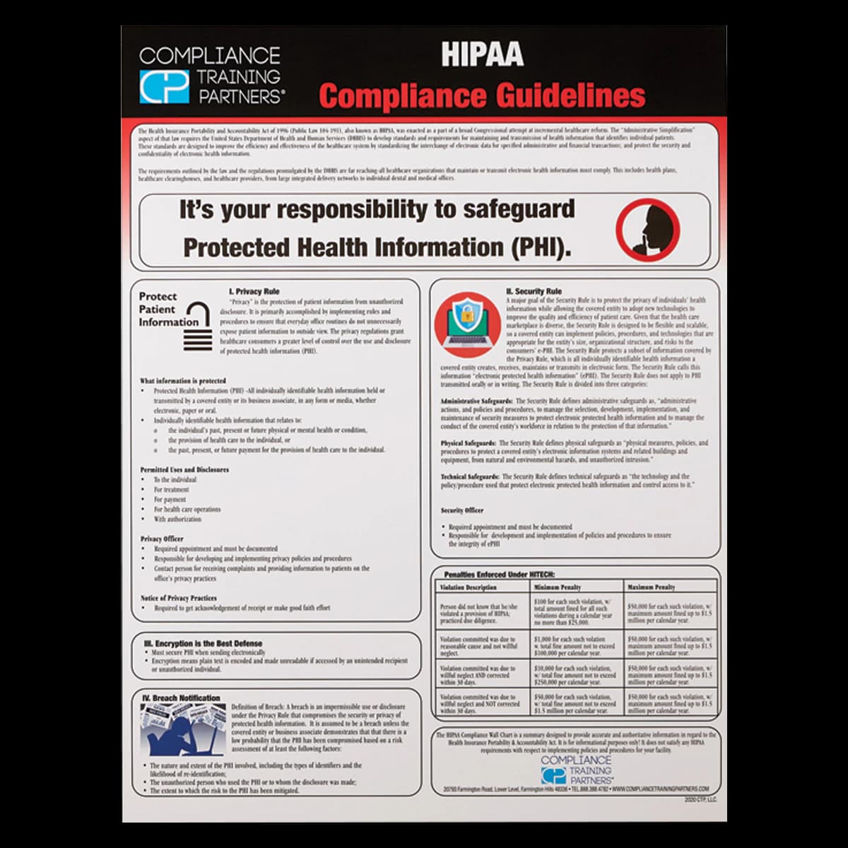 Wall Chart Combo (HWC, BCWC, GHSWL) - 3 Charts: GHS Hazardous Materials, HIPAA Compliance, Bloodborne Compliance - Wall Chart Combo (HWC, BCWC, GHSWL) - Image 1