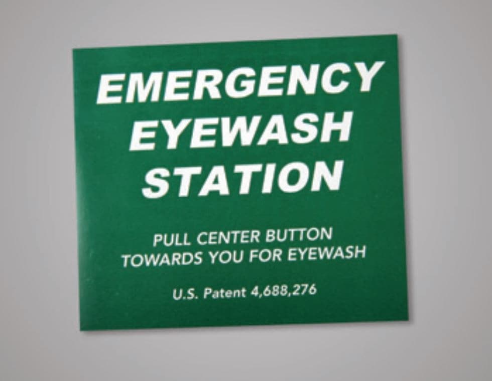 Emergency Eyewash Station Label, Adhesive Backed, Green/White, 4" x 3-1/2", 1/Pkg - Emergency Eyewash Stations Labels and Signage - Eyewash Label - Image 1
