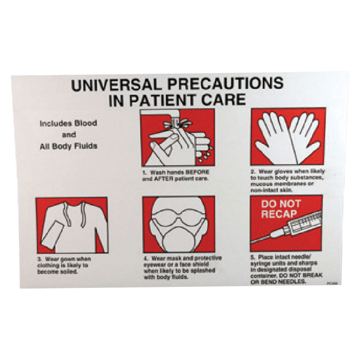 Universal Precautions Label, Adhesive Backed, 5-1/2" x 8", Pack of 5 - Universal Precautions Label – 5/Pkg - Universal Precautions Label – 5/Pkg - Image 1