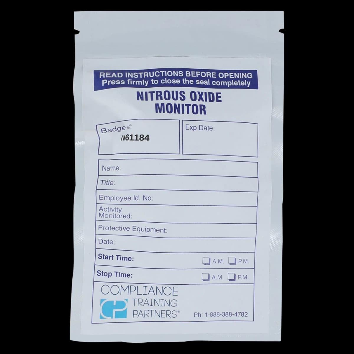 Nitrous Oxide Monitor Badge, Single Pack, NOM1 - Nitrous Oxide Monitor Single Monitor Badge - Image 1