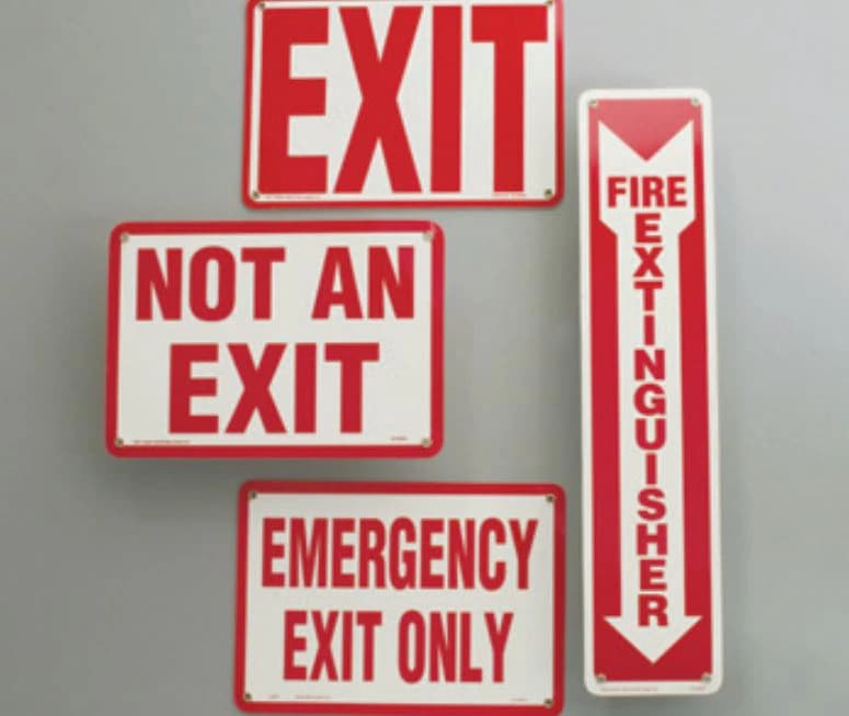 Emergency Glow in the Dark Exit Only Sign, 10" x 7", OSHA/NFPA Compliant, Red & White - Emergency Glow in the Dark Signs - Emergency Exit Only, 10" x 7" - Image 1