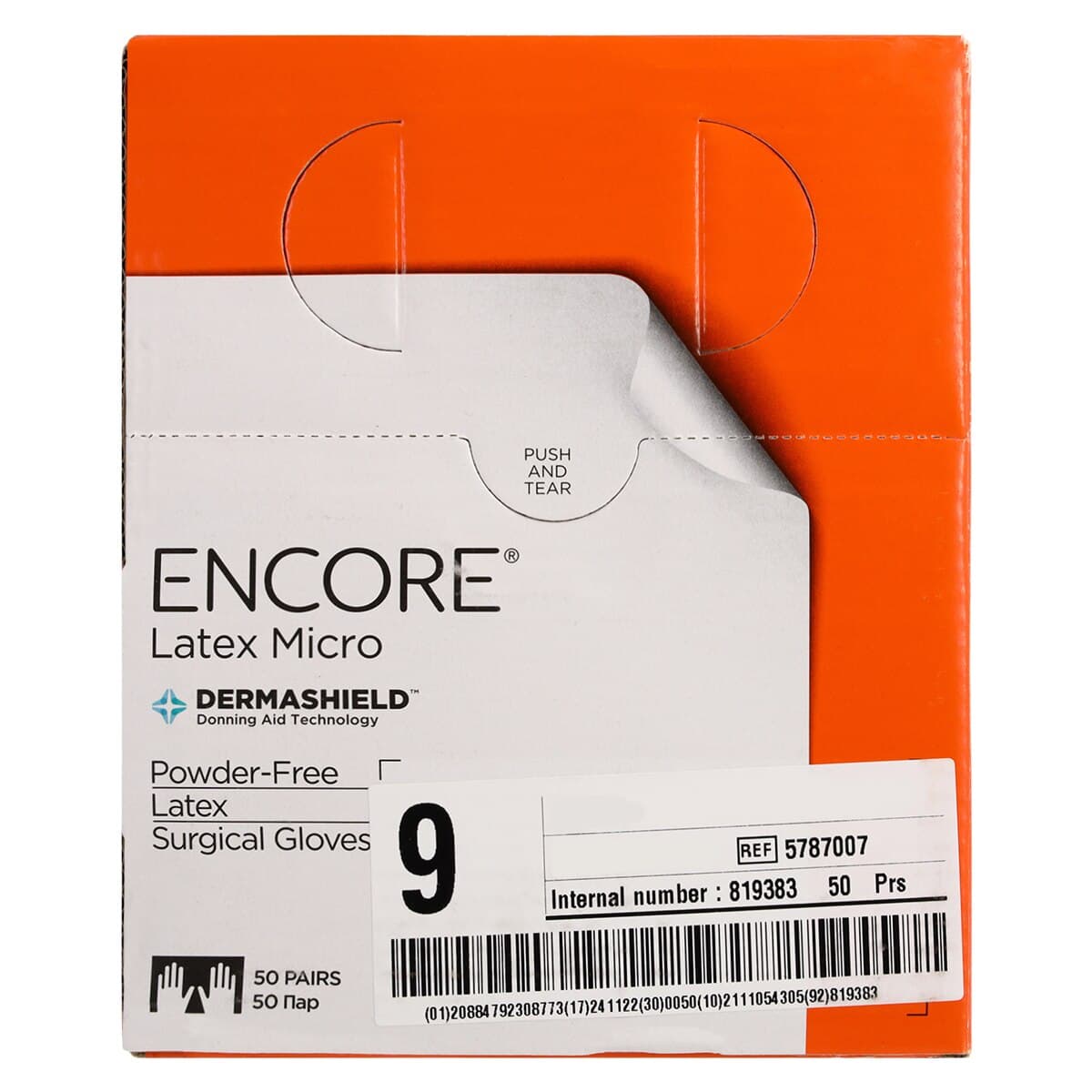 Ansell Encore MicrOptic Latex Surgical Gloves, Size 9, Sterile, Powder-Free, Smooth, Brown, Beaded Cuff, 50 Pair/Box thumbnail 5