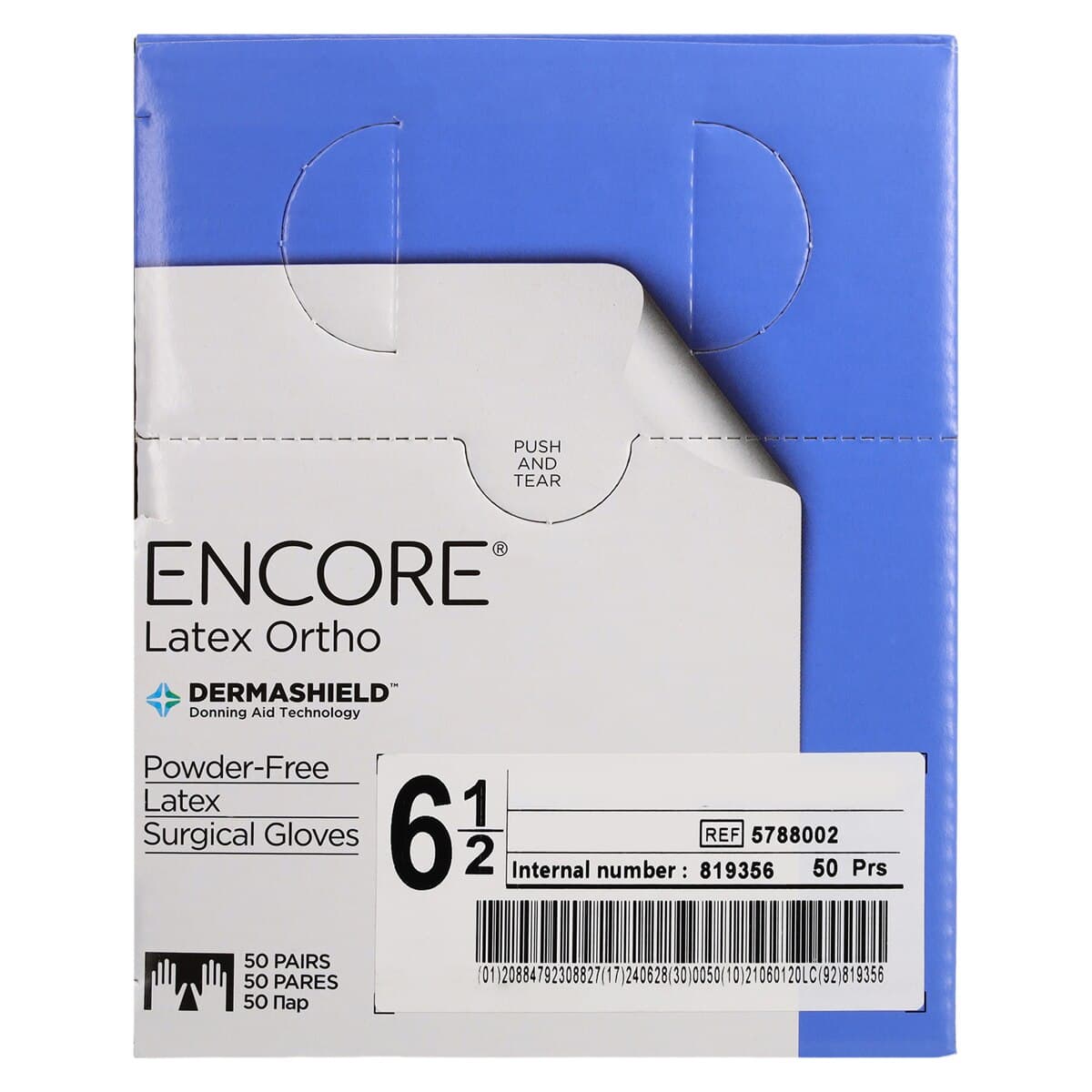 Encore Orthopaedic Latex Surgical Gloves, Size 6.5, Sterile, Powder-Free, Textured, Brown, Beaded Cuff, 50 Pairs/Box thumbnail 8