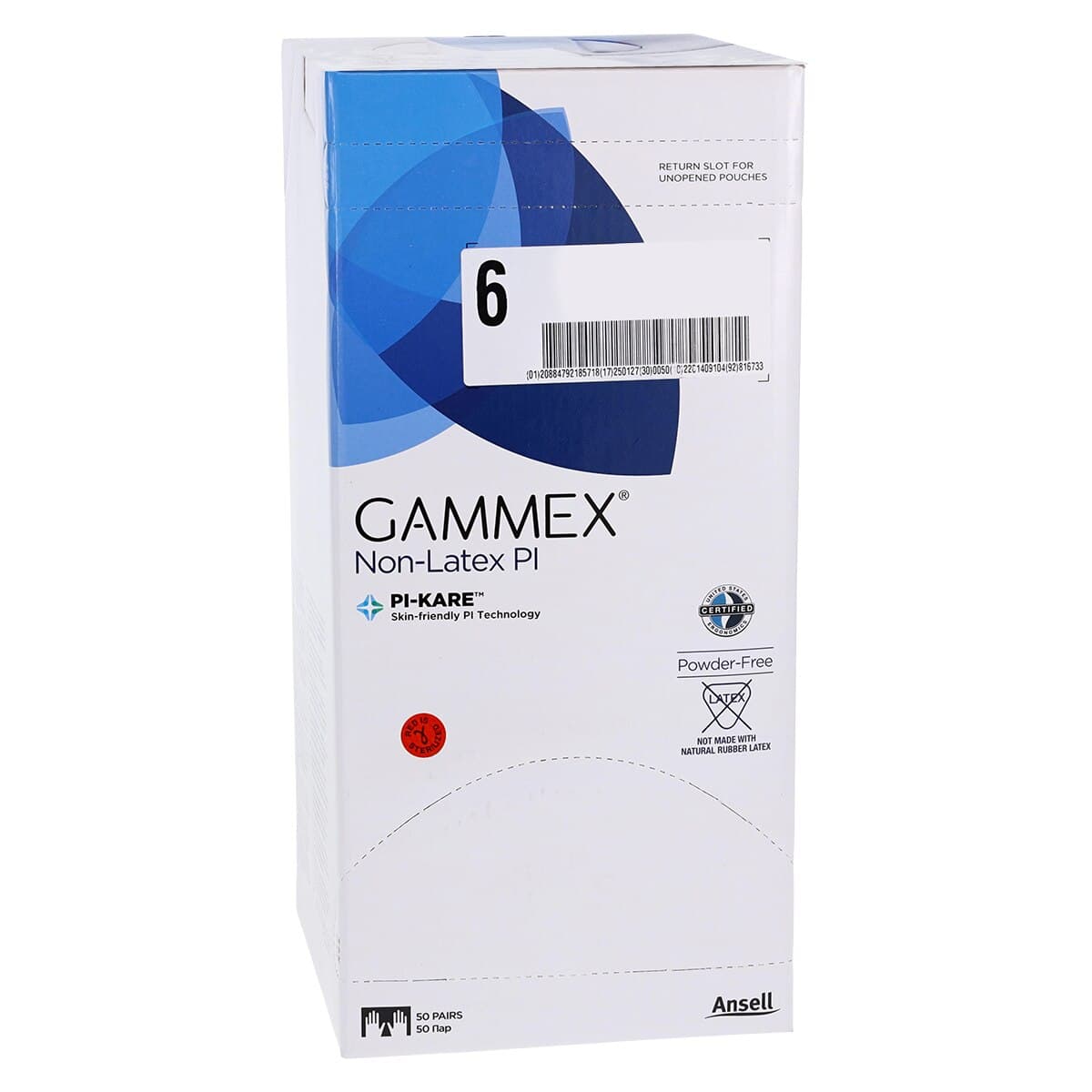 GAMMEX Non-Latex PI White Polyisoprene Surgical Gloves, Size 6, Sterile, Powder Free, 50 Pairs/Box thumbnail 4