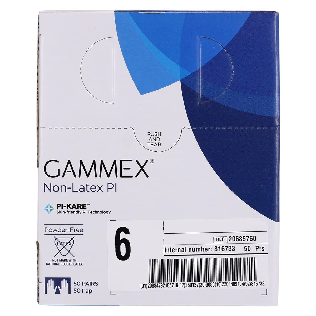 GAMMEX Non-Latex PI White Polyisoprene Surgical Gloves, Size 6, Sterile, Powder Free, 50 Pairs/Box thumbnail 8