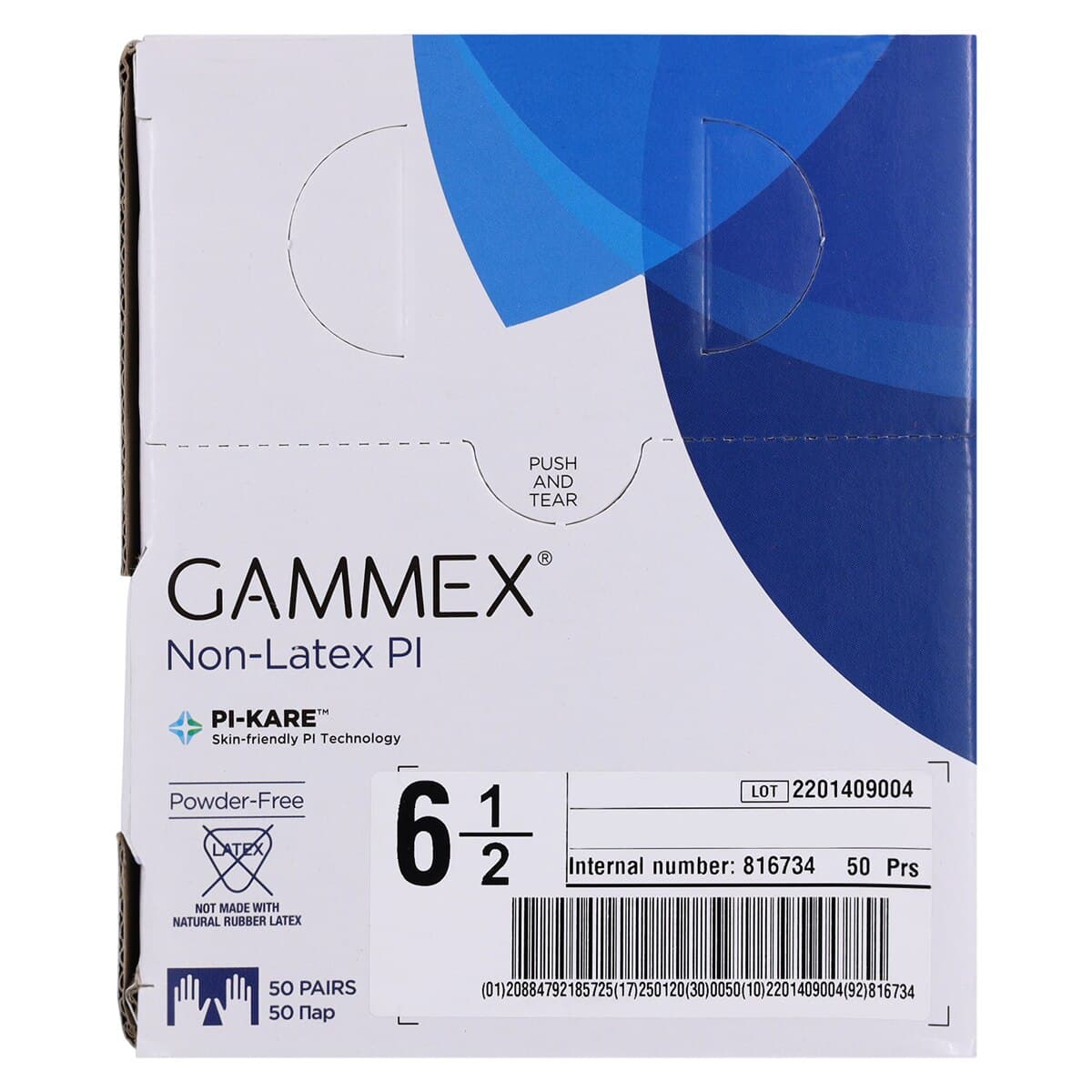Ansell Gammex Non-Latex PI White Polyisoprene Surgical Gloves, Sterile, Powder Free, Size 6.5, 50 Pairs/Box, 20685765 thumbnail 8