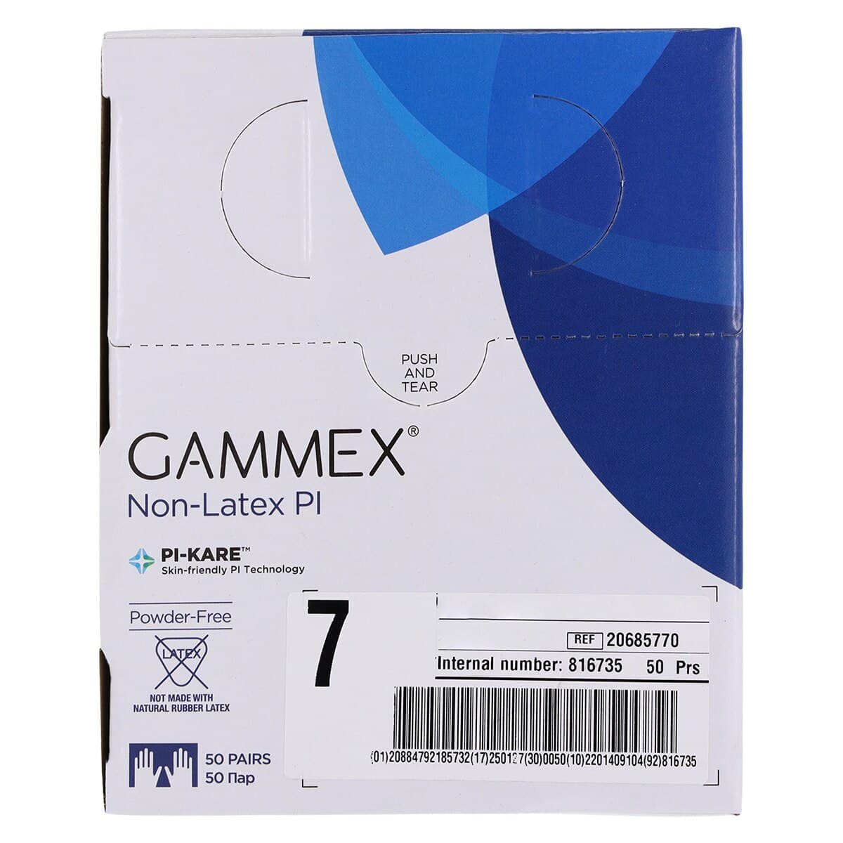 GAMMEX Non-Latex PI White Polyisoprene Surgical Gloves, Powder Free, Sterile, Size 7, 50 pairs/box, 20685770 thumbnail 8