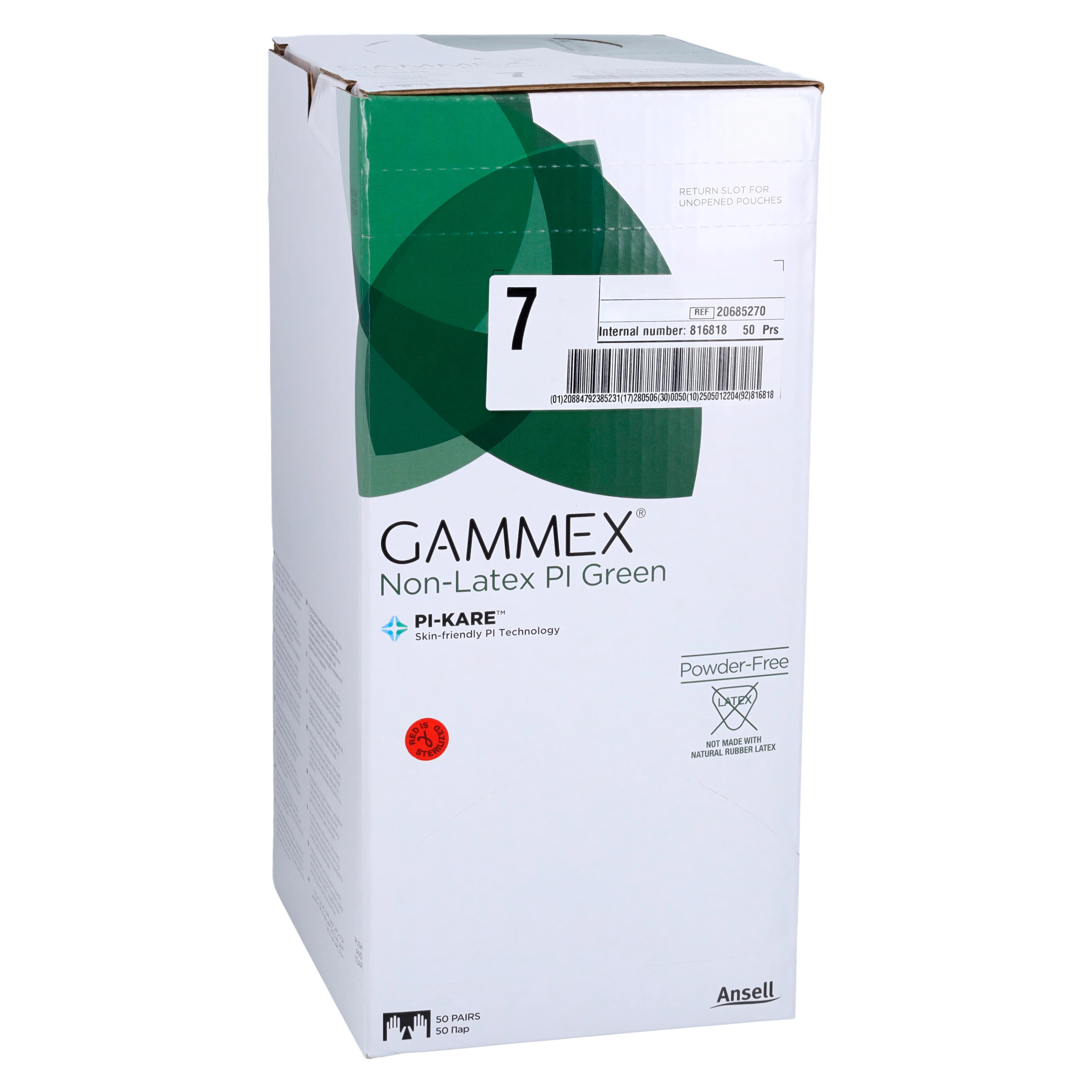 Ansell Gammex PI Green Polyisoprene Surgical Gloves, Sterile, Powder Free, Size 7.0, 50 Pairs/Box, 20685270 thumbnail 4