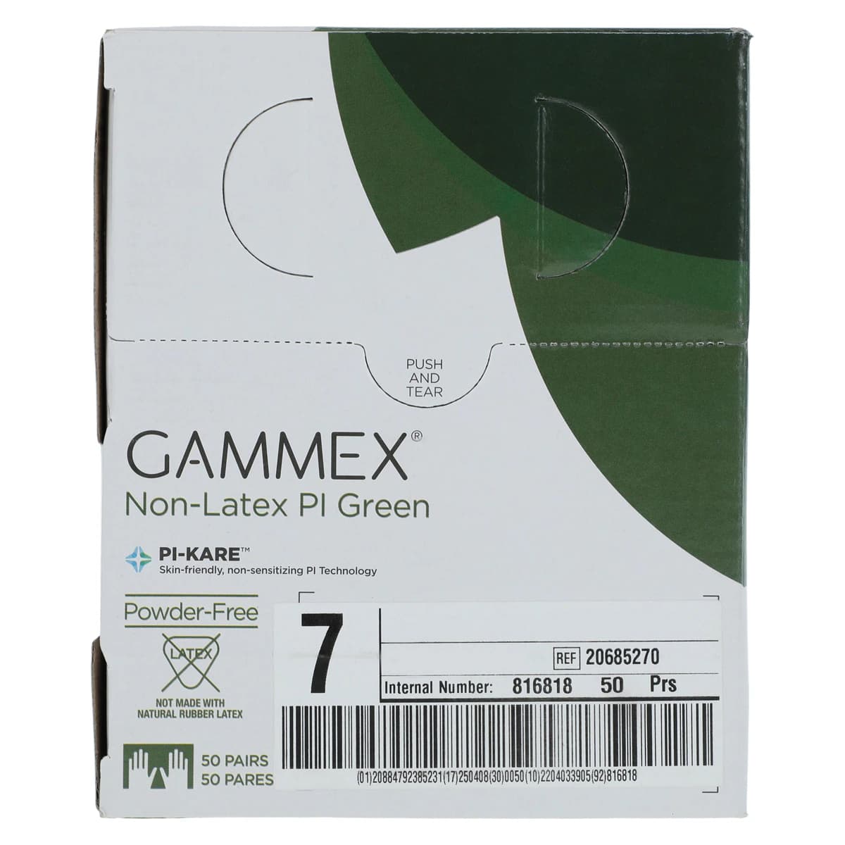Ansell Gammex PI Green Polyisoprene Surgical Gloves, Sterile, Powder Free, Size 7.0, 50 Pairs/Box, 20685270 thumbnail 8
