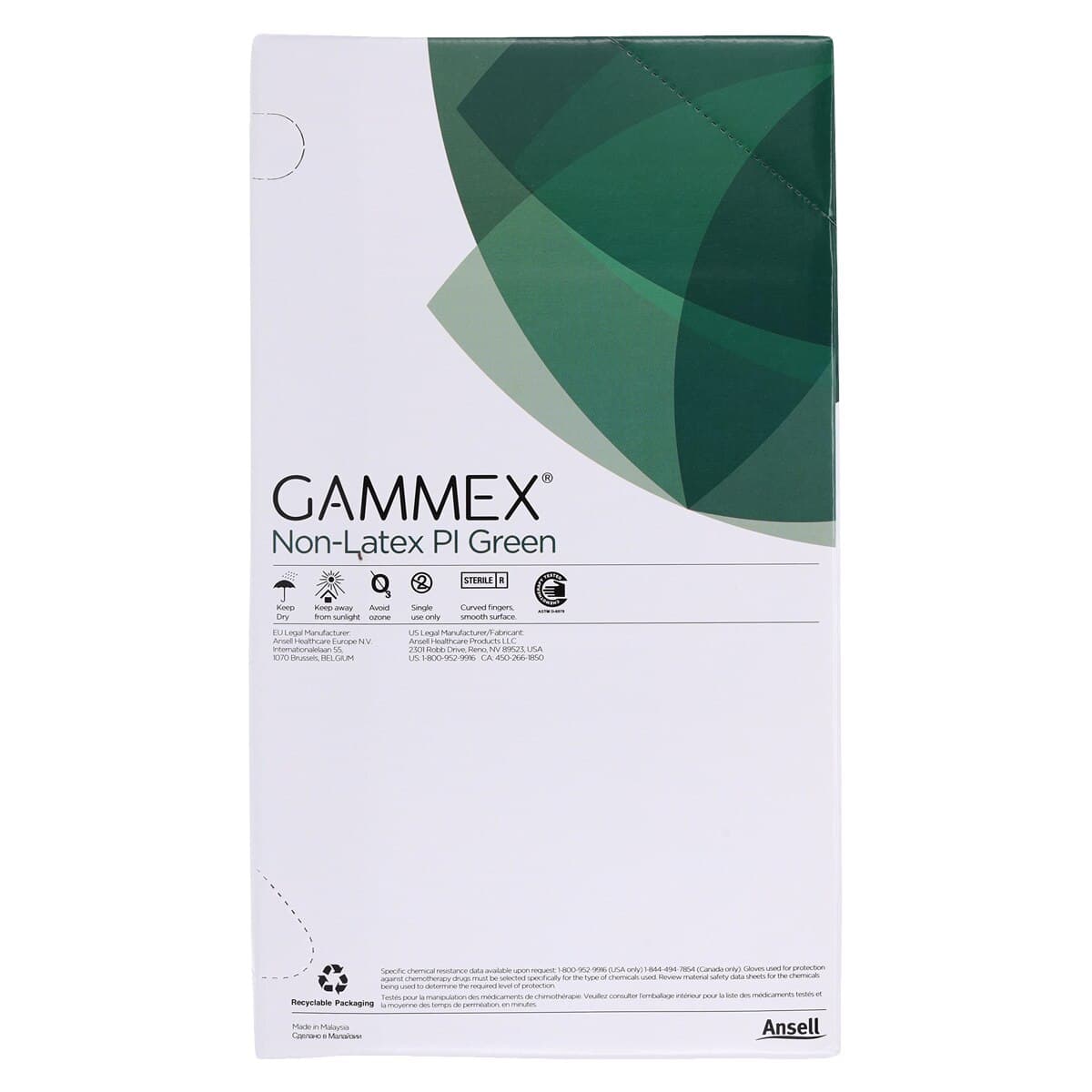 GAMMEX Non-Latex PI Green Polyisoprene Surgical Gloves, Sterile, Powder Free, Size 8.0, 50 Pairs/Box, 20685280 thumbnail 5