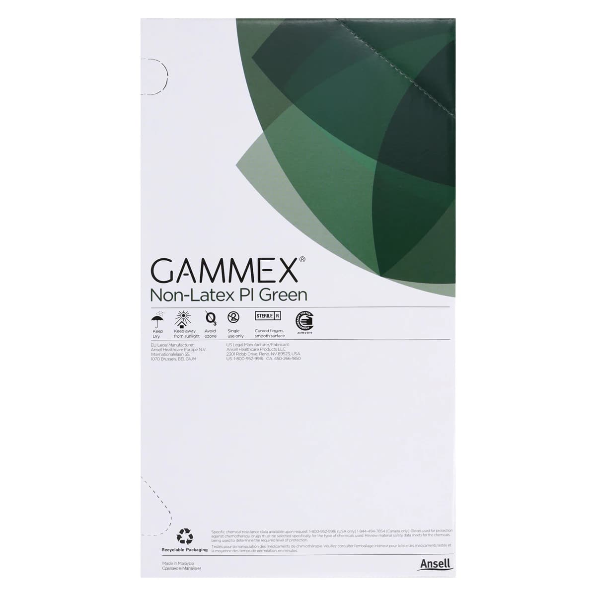 Ansell Gammex PI Green Polyisoprene Surgical Sterile Gloves, Powder Free, Size 6.5, 50 Pairs/Box, 20685265 thumbnail 6