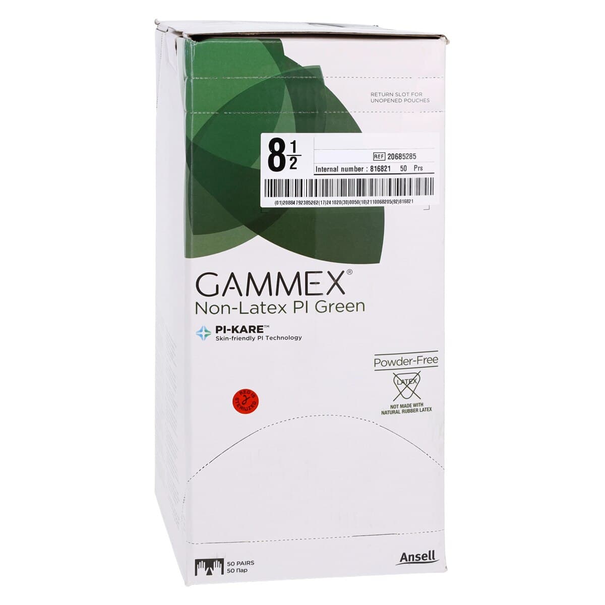 Ansell GAMMEX Non-Latex PI Green Polyisoprene Surgical Gloves, Sterile, Powder-Free, Size 8.5, 50 Pairs/Box, 20685285 thumbnail 4