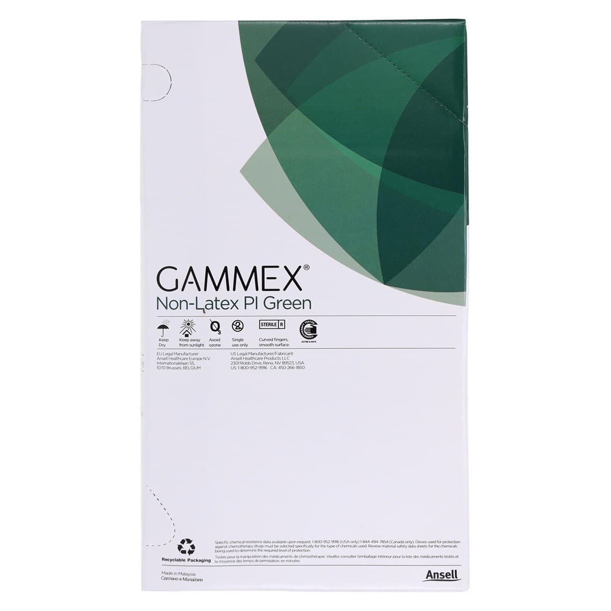 Ansell GAMMEX Non-Latex PI Green Polyisoprene Surgical Gloves, Sterile, Powder-Free, Size 8.5, 50 Pairs/Box, 20685285 thumbnail 5
