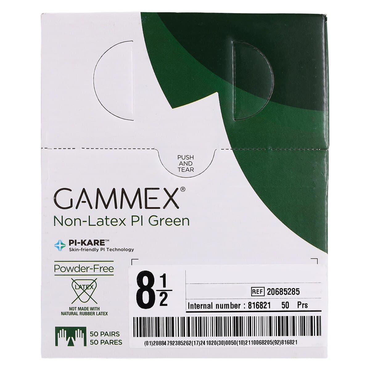Ansell GAMMEX Non-Latex PI Green Polyisoprene Surgical Gloves, Sterile, Powder-Free, Size 8.5, 50 Pairs/Box, 20685285 thumbnail 8