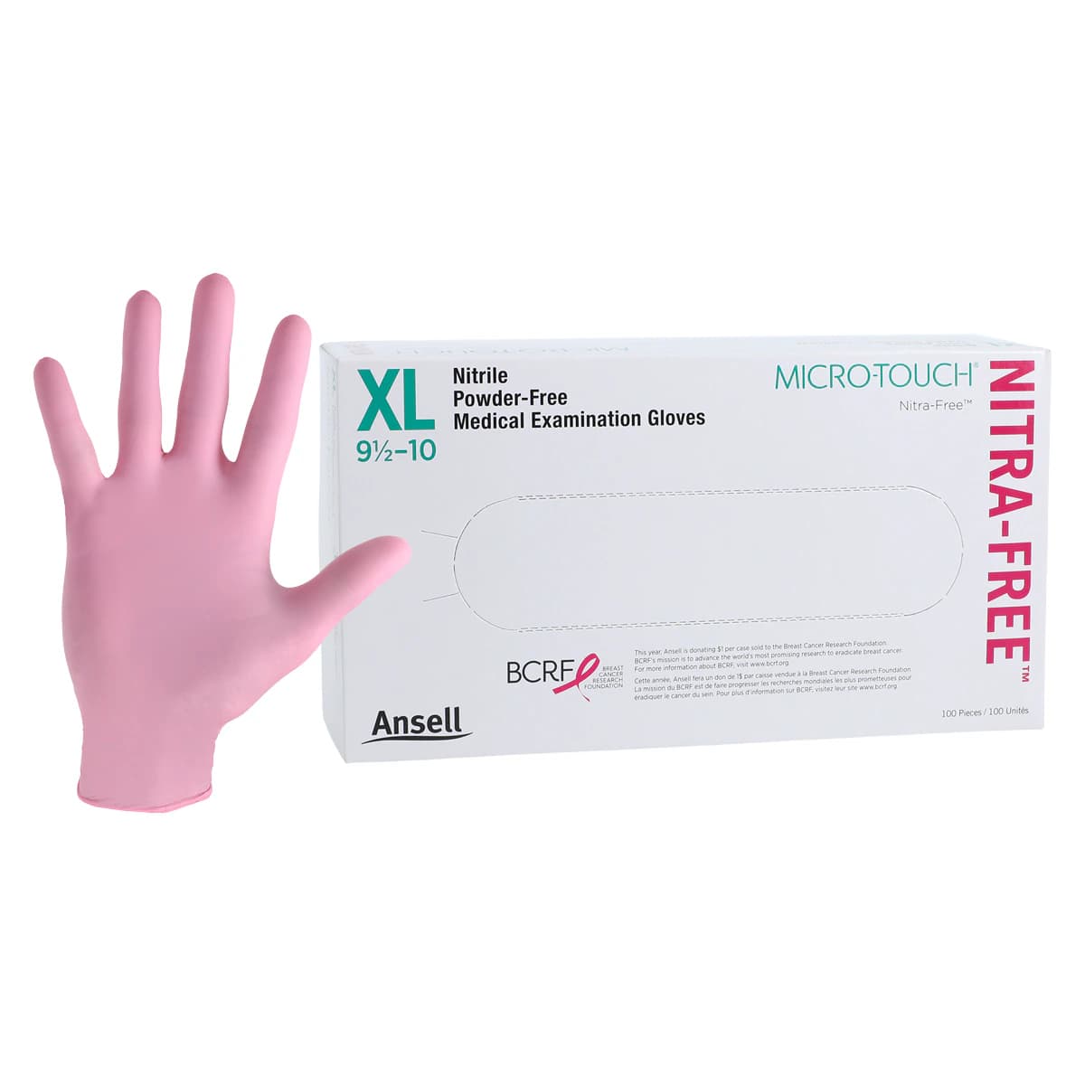 Micro-Touch NitraFree Pink Nitrile Exam Gloves, Powder-Free, Non-Sterile, Extra Large, 100/Box, 6034514 thumbnail 2