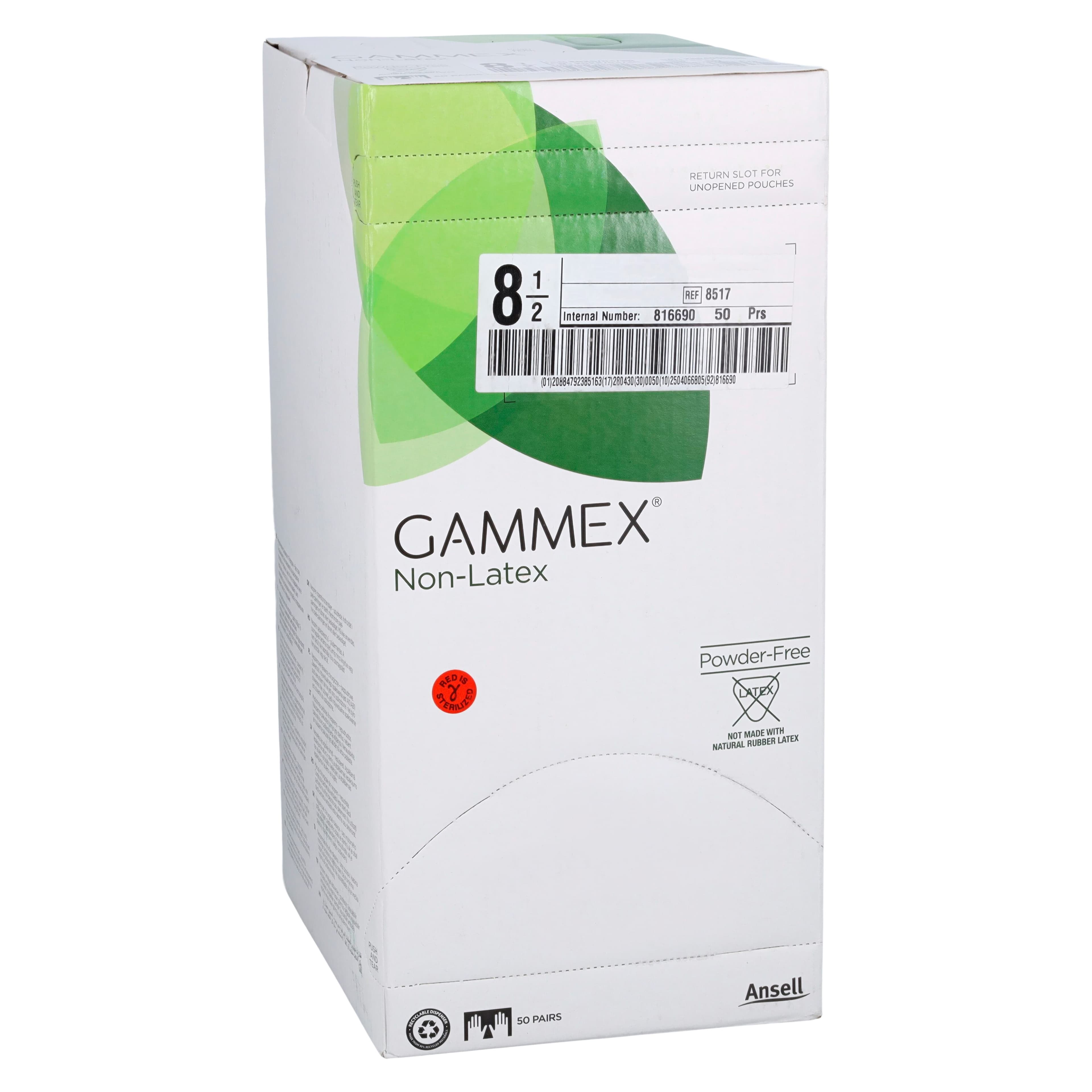GAMMEX® Non-Latex Neoprene Surgical Gloves, Powder-Free, Sterile, Dark Green, Size 8.5, 50 Pairs/Box, 8517 thumbnail 4