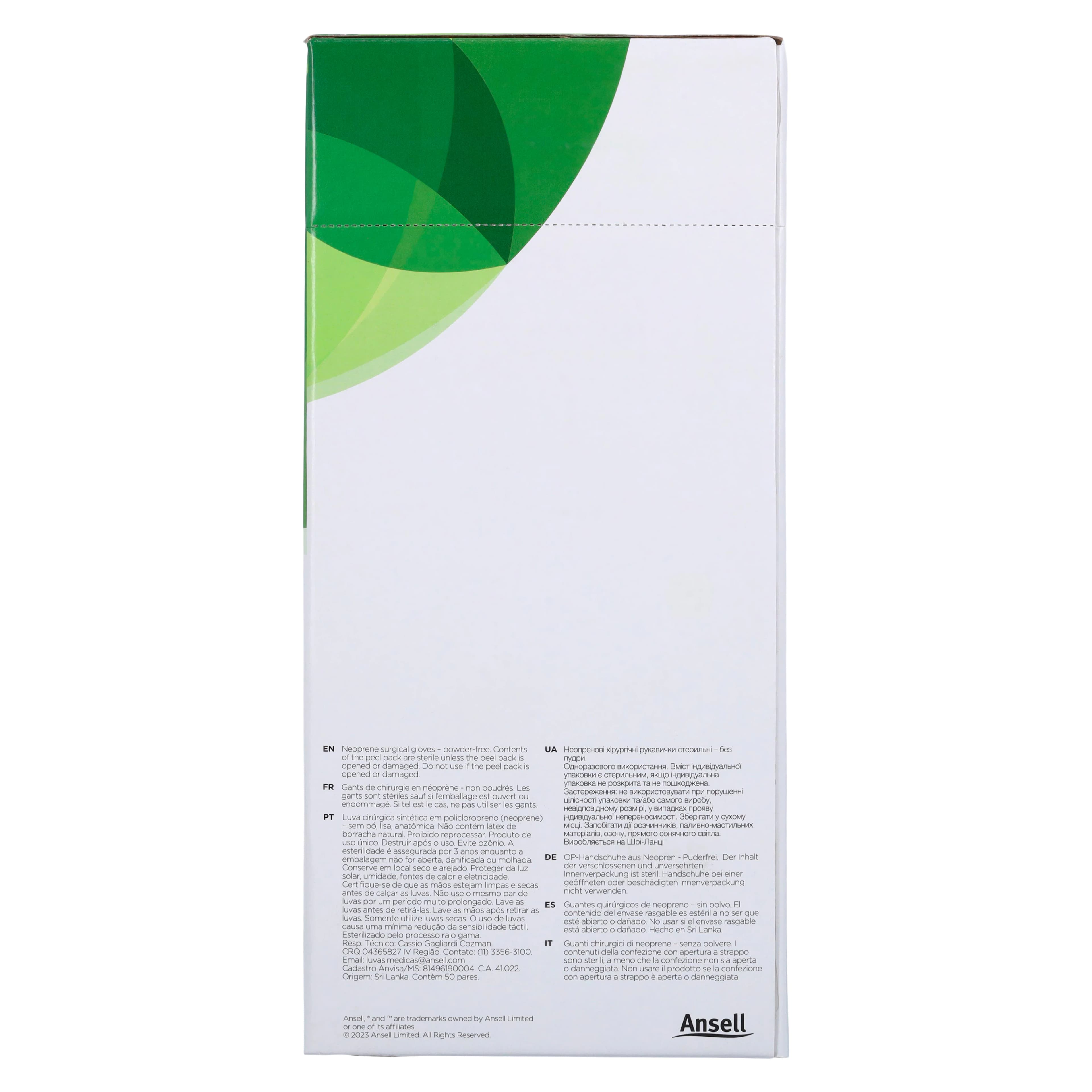GAMMEX Non-Latex Neoprene Surgical Gloves, Powder-Free, Sterile, Size 7, Green, 50 Pairs/Box, 8514 thumbnail 6