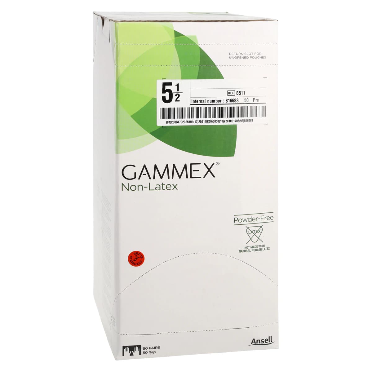 GAMMEX® Non-Latex Neoprene Surgical Gloves, Powder-Free, Sterile, Dark Green, Size 5.5, 50 Pairs/Box, 8511 thumbnail 4