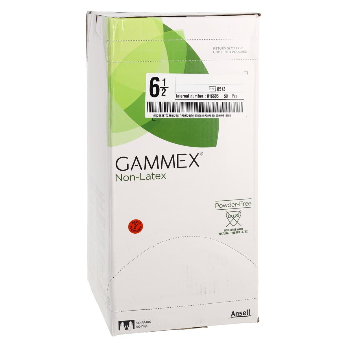 GAMMEX Non-Latex Neoprene Surgical Gloves, Powder-Free, Sterile, Size 6.5, Dark Green, 50 Pairs/Box, 8513 thumbnail 4