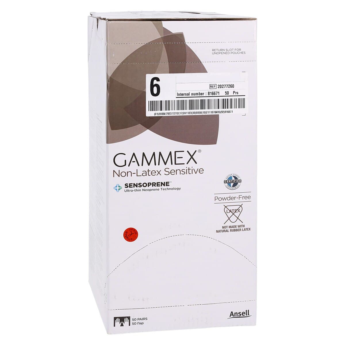 GAMMEX™ Non-Latex Sensitive Neoprene Surgical Gloves, Sterile, Powder-Free, Fitted Size 6.0, Natural, 50 Pairs/Box, 20277260 thumbnail 4