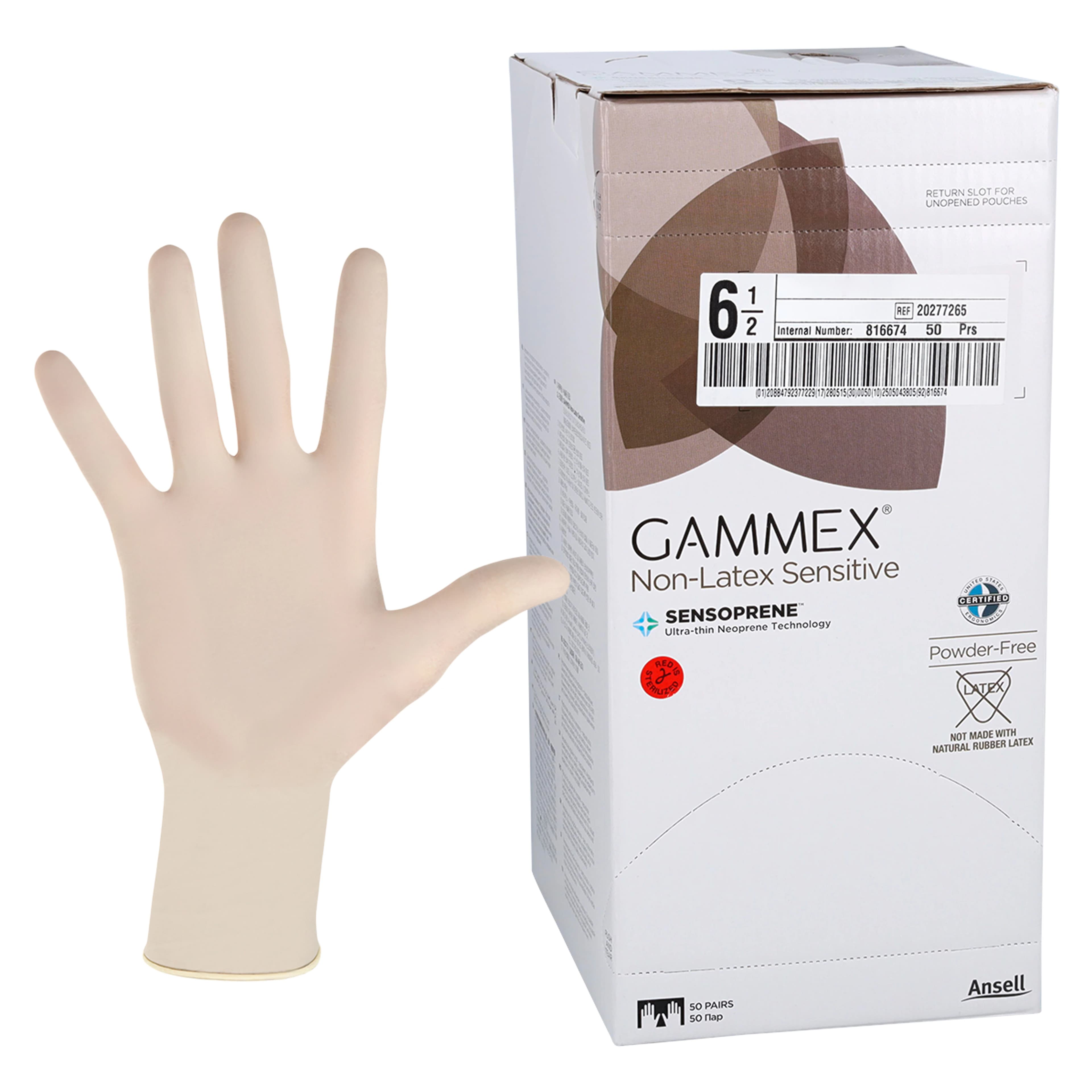 GAMMEX™ Non-Latex Sensitive Neoprene Surgical Gloves, Sterile, Powder-Free, Fitted Size 6.5, Natural, 50 Pairs/Box, 20277265 - GAMMEX™ Non-Latex Sensitive Neoprene Surgical Gloves Sterile Fitted Size 6.5 Natural Box of 50 Pairs - Image 1