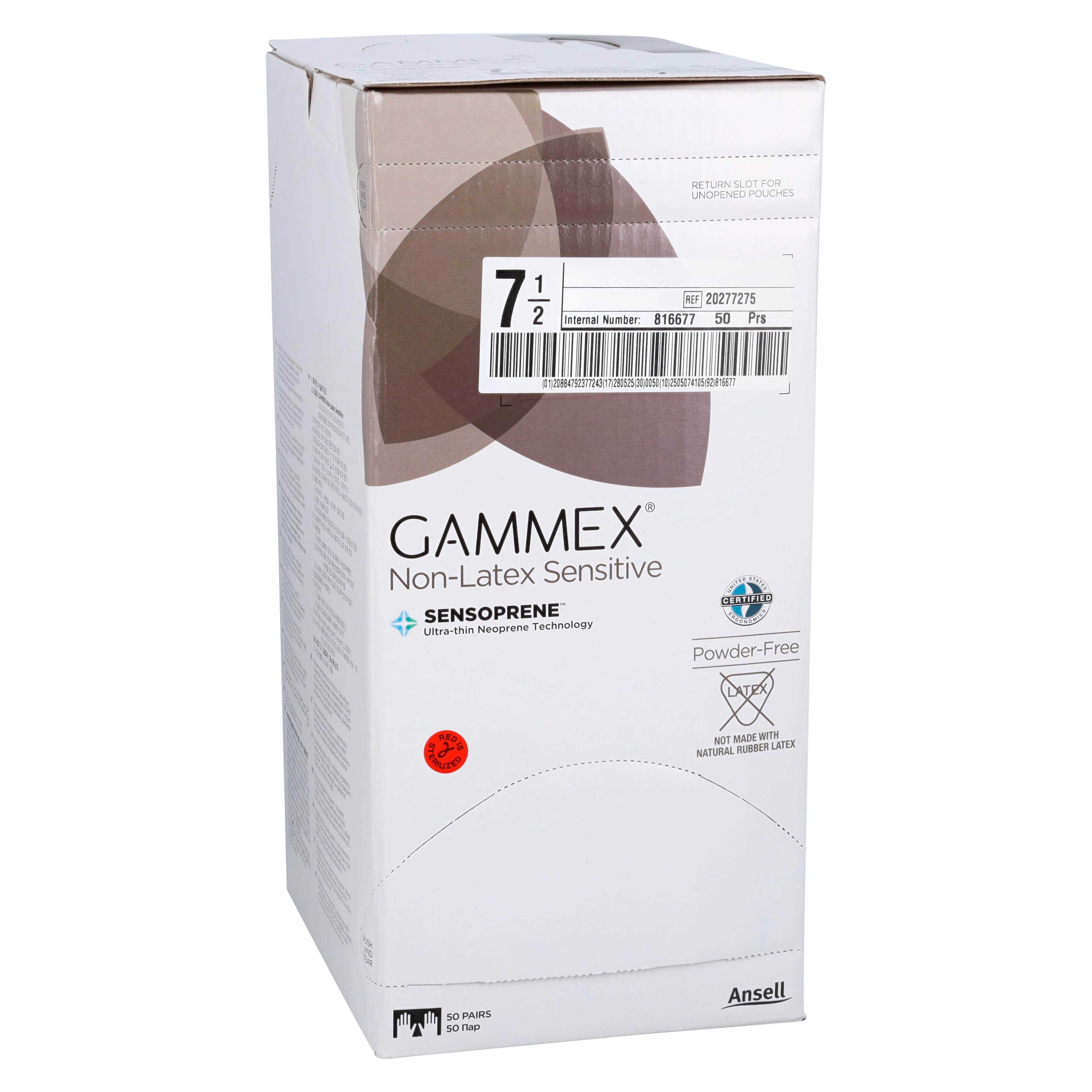 GAMMEX Non-Latex Sensitive Neoprene Surgical Gloves, Sterile, Powder-Free, Fitted Size 7.5, Natural, 50 Pairs/Box, 20277275 thumbnail 4