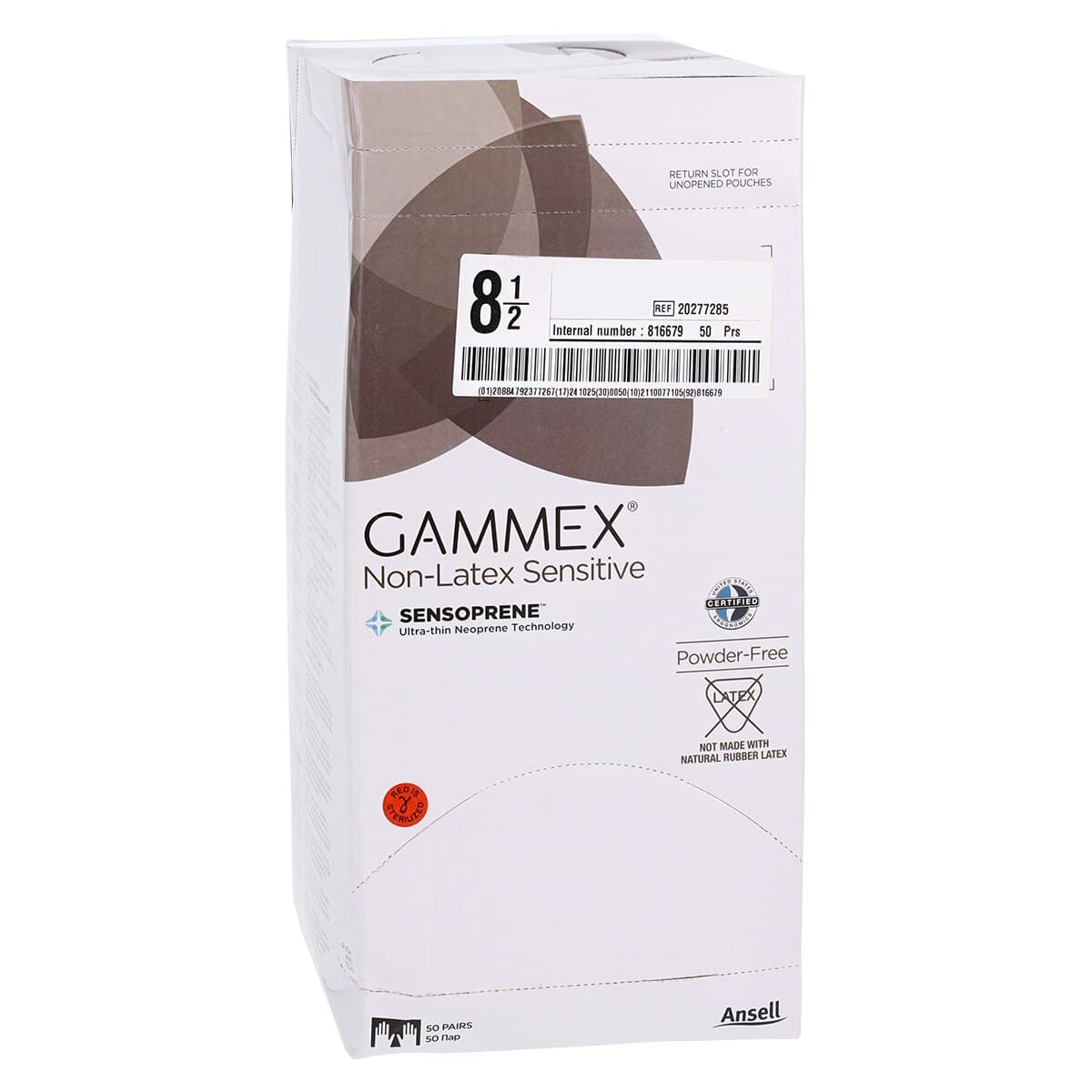GAMMEX Non-Latex Sensitive Neoprene Surgical Gloves, Sterile, Powder-Free, Fitted Size 8.5, Natural, 50 Pairs/Box, 20277285 thumbnail 4