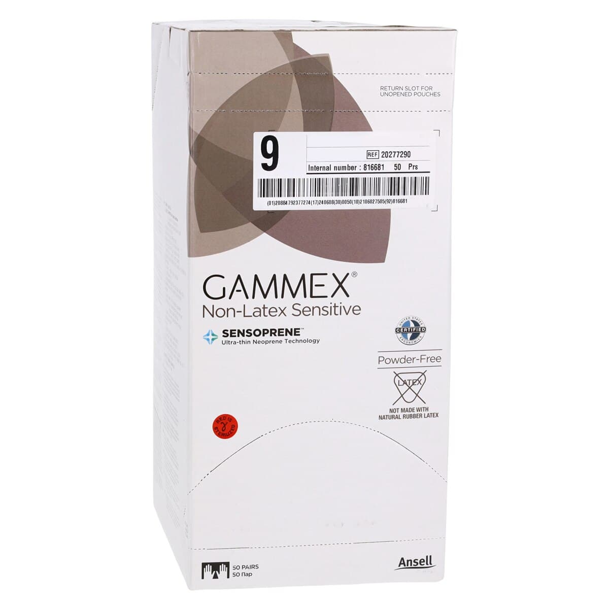 GAMMEX Non-Latex Sensitive Neoprene Surgical Gloves, Sterile, Powder-Free, Fitted Size 9.0, Natural, 50 Pairs/Box, 20277290 thumbnail 4
