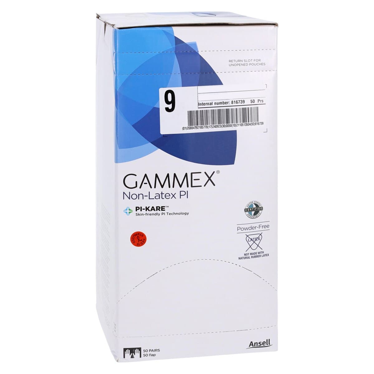 GAMMEX Non-Latex PI White Polyisoprene Surgical Gloves, Powder Free, Sterile, Size 9, 50 pairs/box, 20685790 thumbnail 4