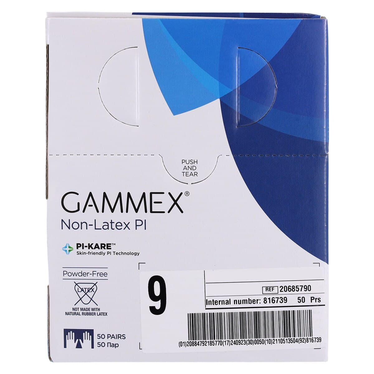 GAMMEX Non-Latex PI White Polyisoprene Surgical Gloves, Powder Free, Sterile, Size 9, 50 pairs/box, 20685790 thumbnail 8
