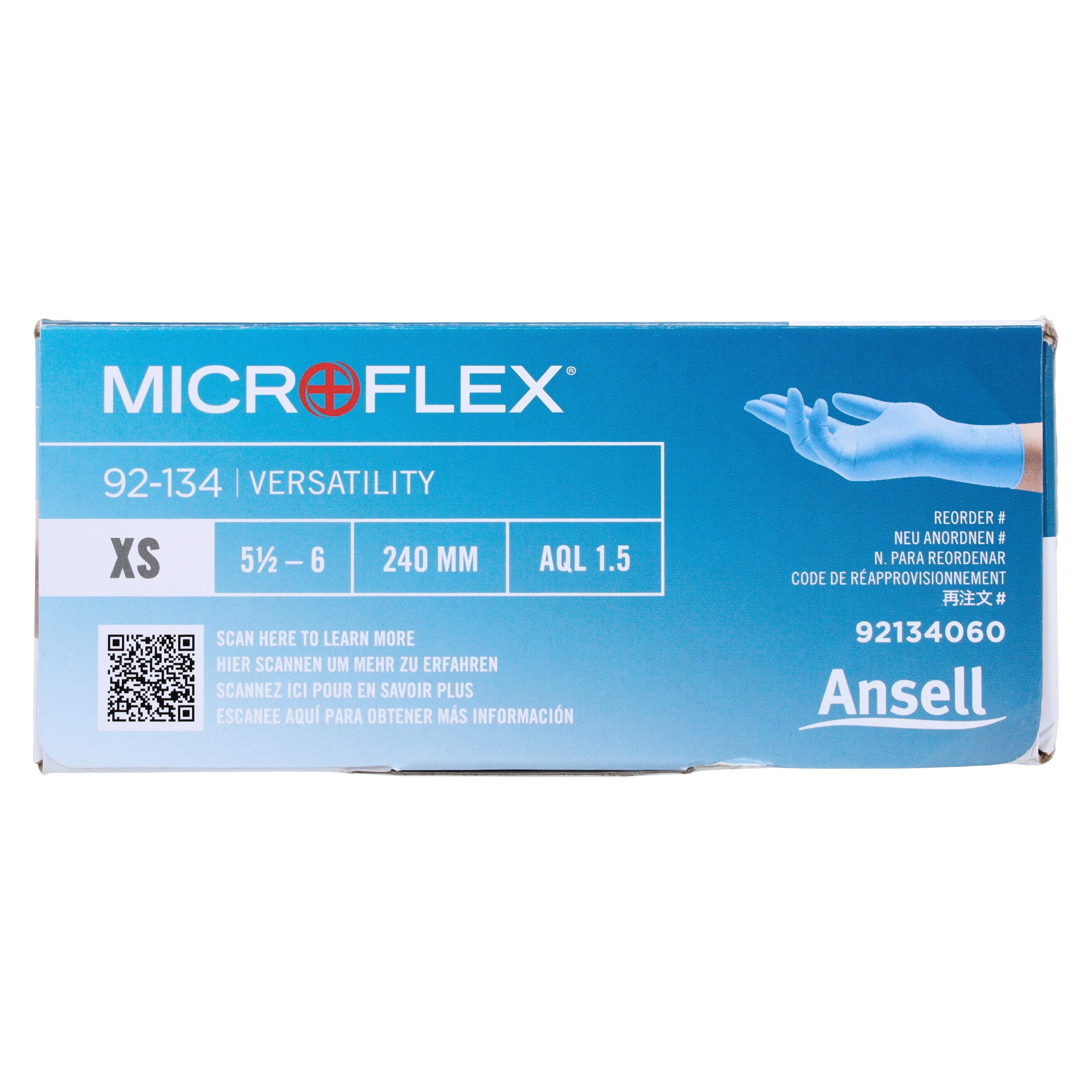 Ansell Microflex 92-134 Nitrile Exam Gloves, Powder Free, Non-Sterile, X-Small (5.5-6), Blue, Textured Fingertips, 100/Box, 92134060 thumbnail 5