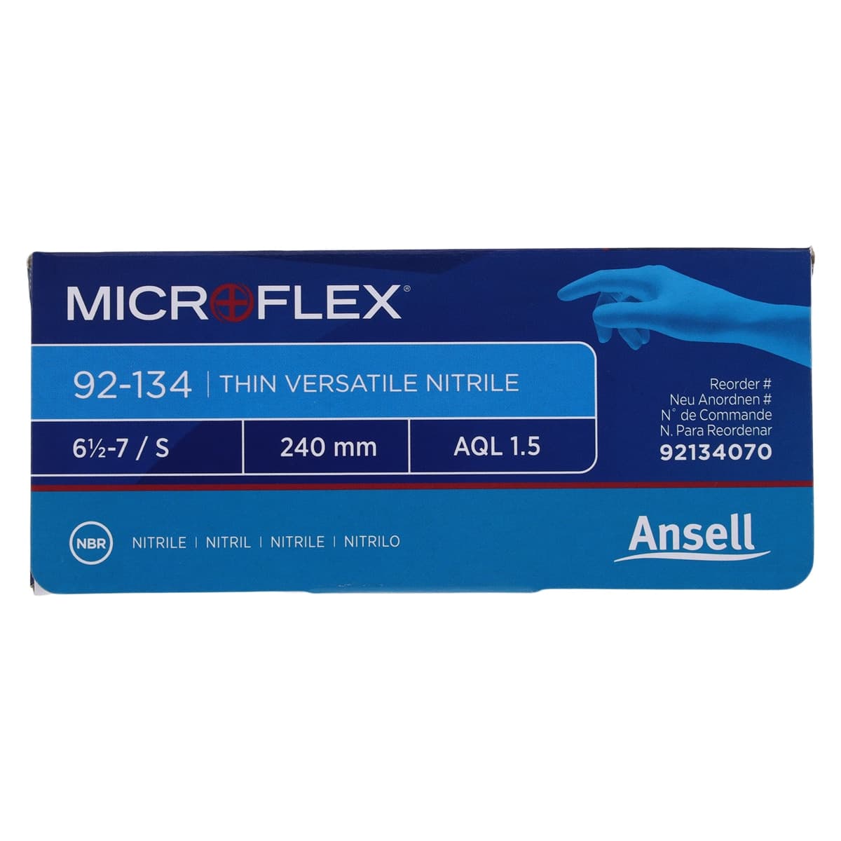 Ansell Microflex 92-134 Versatility Nitrile Exam Gloves, Powder Free, Textured, Small (6.5-7), Blue, 100/Box, 92134070 thumbnail 6