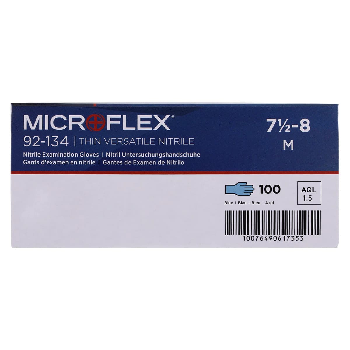 Ansell Microflex 92-134 Versatility Nitrile Exam Gloves, Powder Free, Non-Sterile, Textured Fingertips, Medium (7.5-8), Blue, 100/Box, 92134080 thumbnail 5