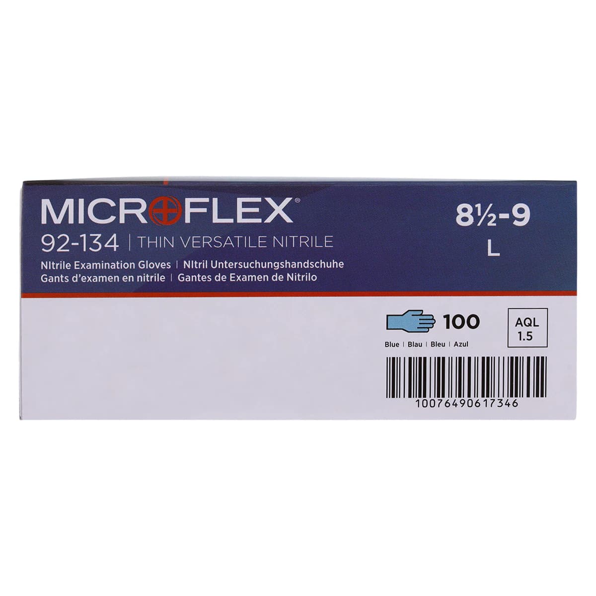 Ansell Microflex 92-134 Versatility Nitrile Exam Gloves, Powder Free, Non-Sterile, Large (8.5-9), Blue, Textured Fingertips, 100/Box, 92134090 thumbnail 5
