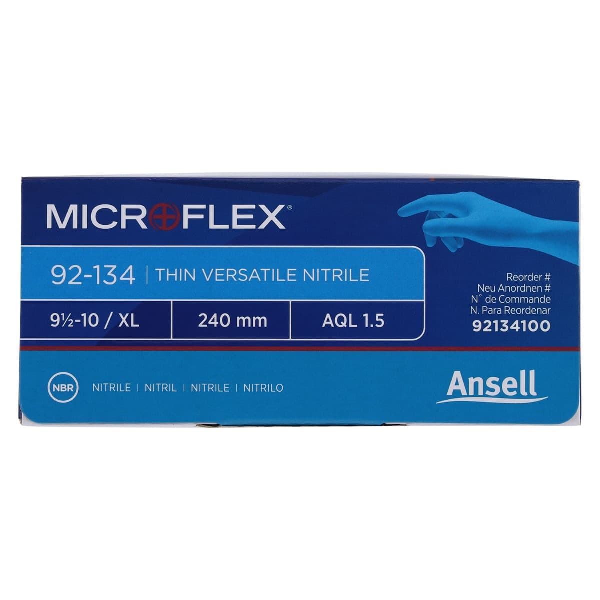 Ansell Microflex 92-134 Versatility Nitrile Exam Gloves, Powder Free, Textured, Non-Sterile, Extra Large (9.5-10), Light Blue, 100/Box, 92134100 thumbnail 6