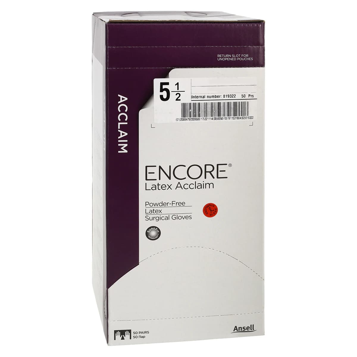 Encore Acclaim Latex Surgical Gloves, Sterile, Powder-Free, Fitted Size 5.5, Natural, 50 Pairs/Box thumbnail 4