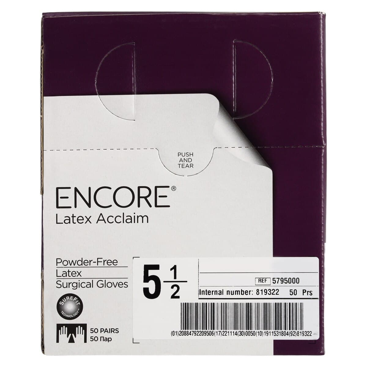 Encore Acclaim Latex Surgical Gloves, Sterile, Powder-Free, Fitted Size 5.5, Natural, 50 Pairs/Box thumbnail 8