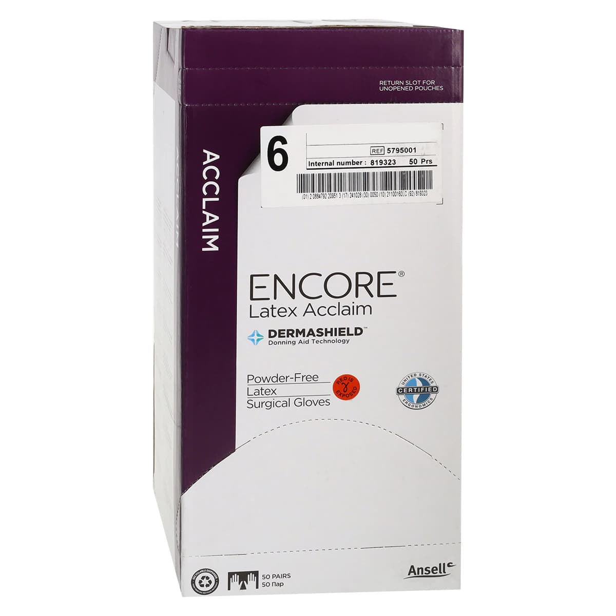 ENCORE™ Latex Acclaim Surgical Gloves, Sterile, Powder-Free, Fitted Size 6.0, Natural, 50 Pairs/Box thumbnail 4