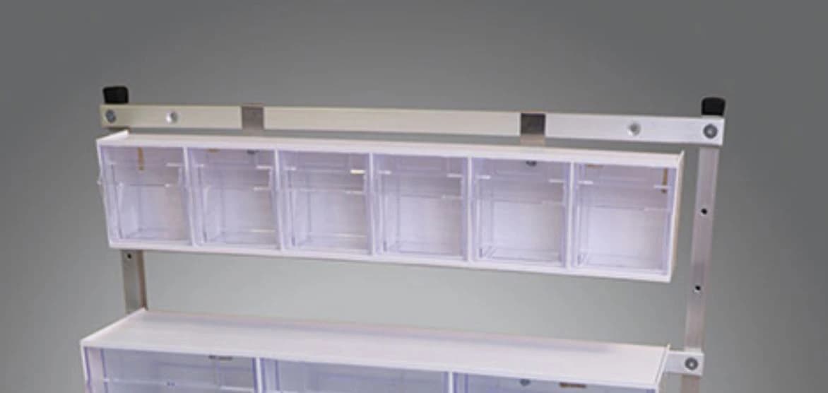 Waterloo Healthcare Tilt Bin 6-Compartment Organizer, White/Clear, Each - Tilt Bin 6-Compartment - Image 1