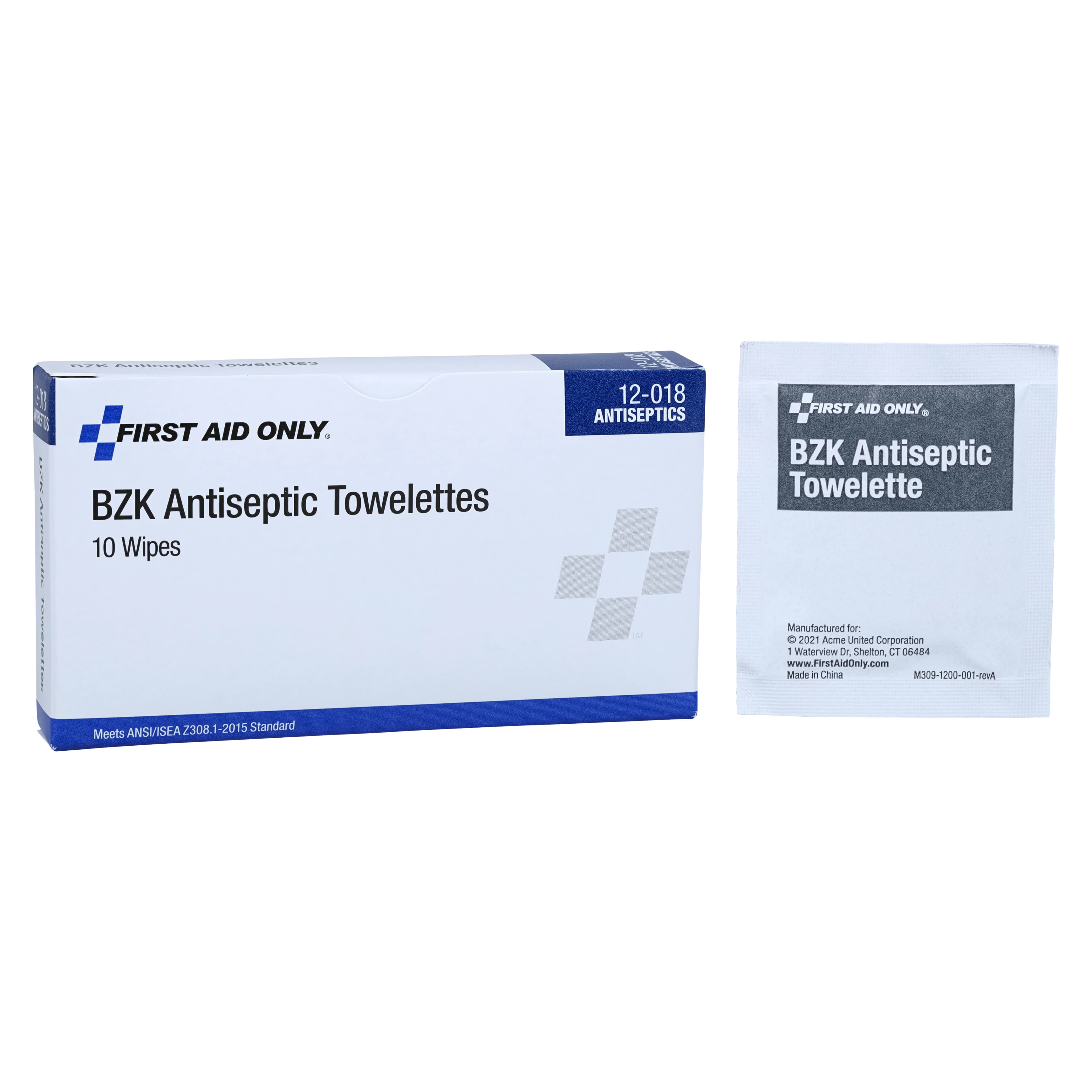 Acme Benzalkonium Chloride Antiseptic Wipes, 0.13%, First Aid Only - Benzalchonium Wipes - Image 1