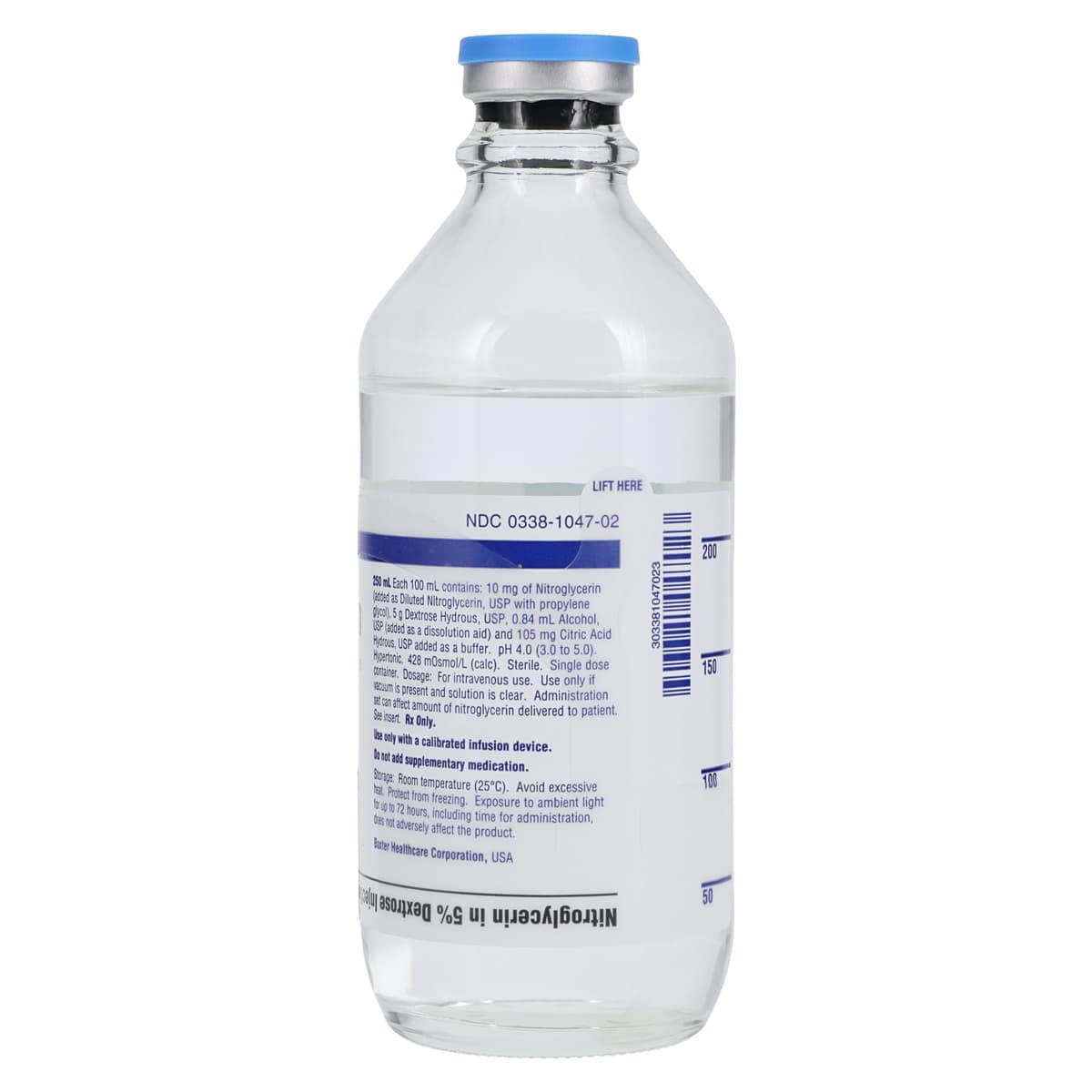 Nitroglycerin in 5% Dextrose Injection, 25 mg/250 mL (100 mcg/mL), 250 mL Bottle, 12/Package thumbnail 3