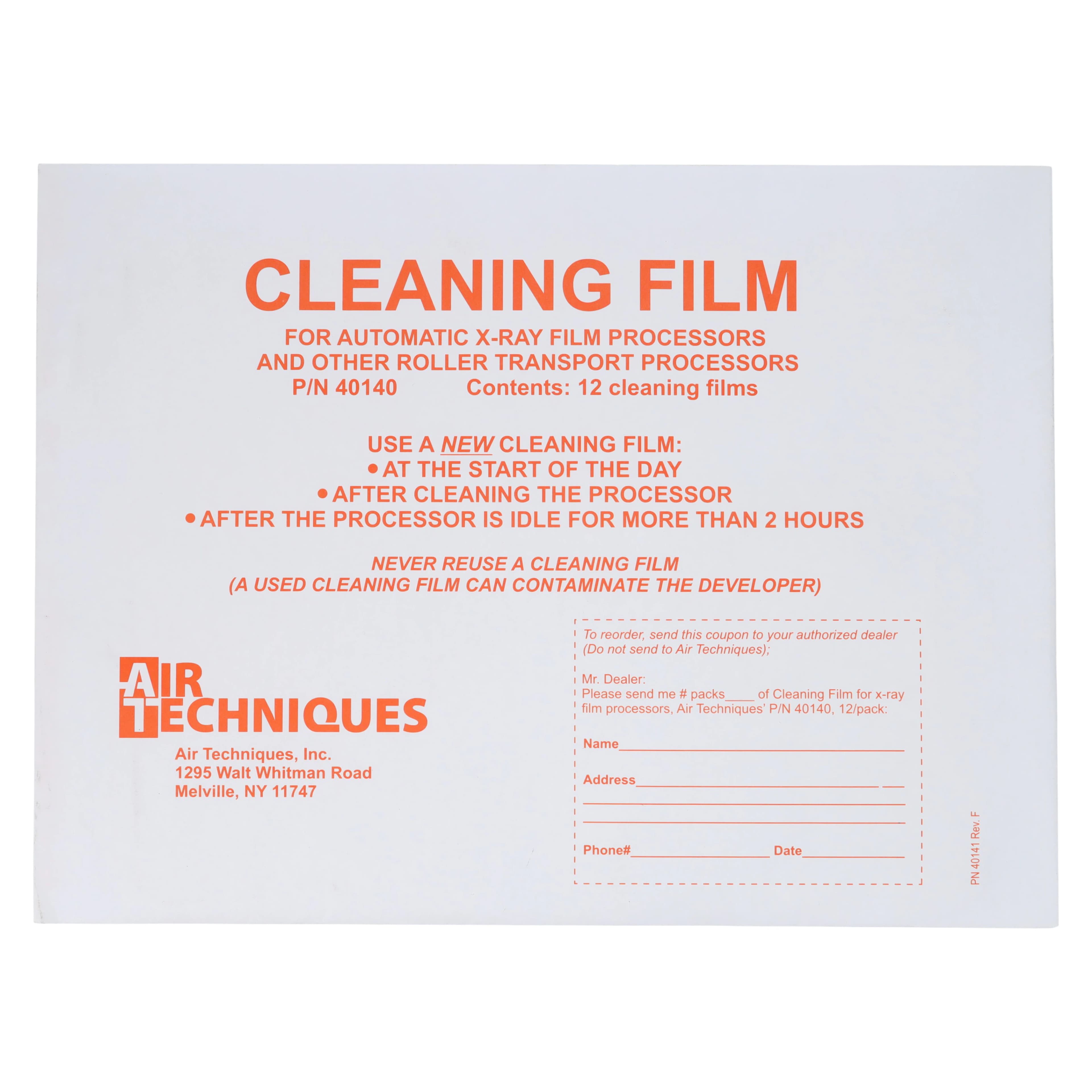 Air Techniques Cleaning Film for Roller Processors, 9" x 12", 12 Sheets/Pk, 40140 - Cleaning Film For Roller Process 12/Pk - Image 1